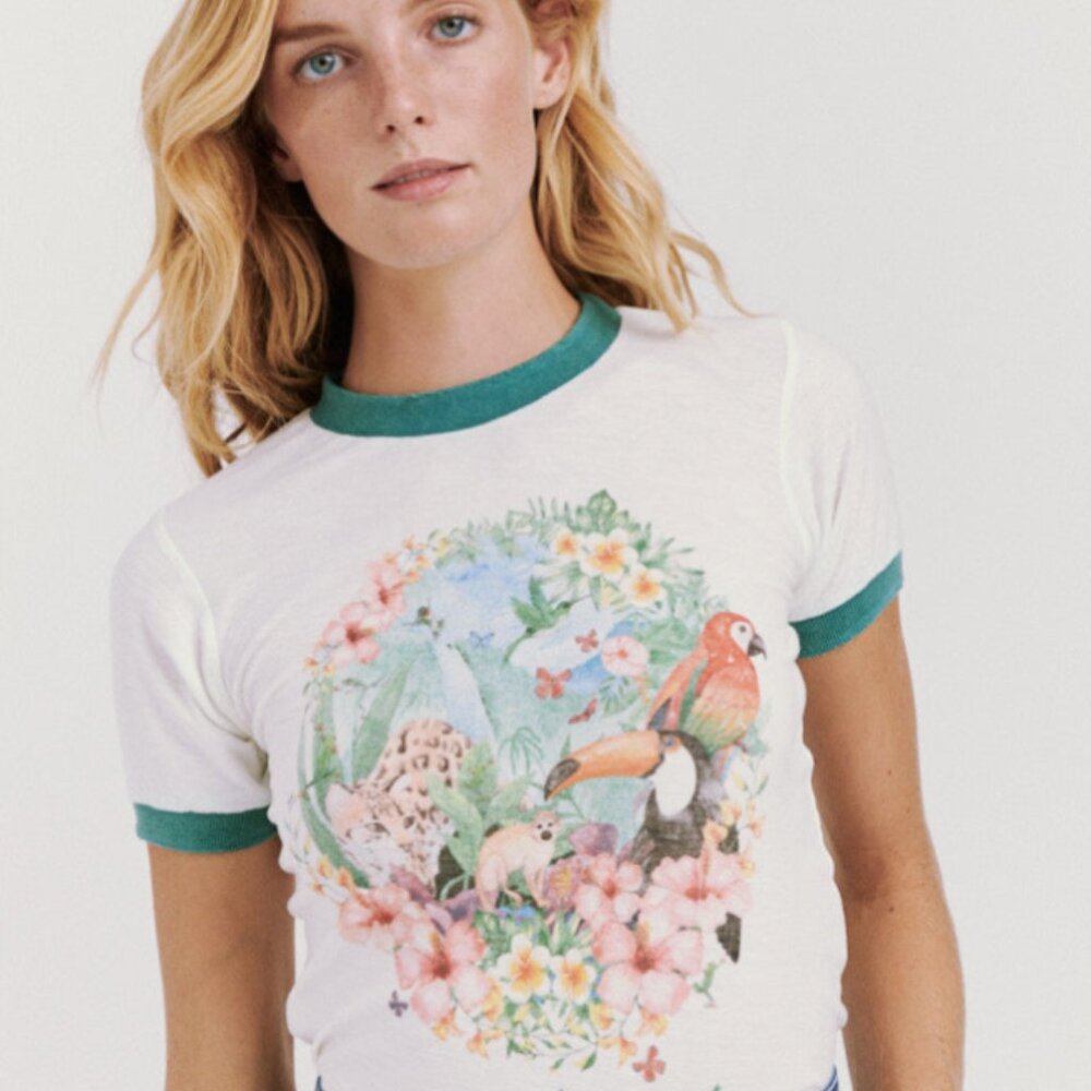 Stoned Immaculate Save the Rainforest ringer tee sz L NWOT